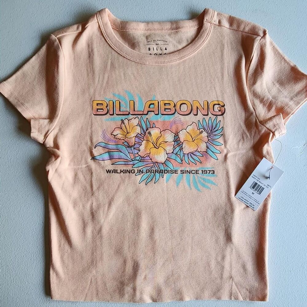 Billabong Women's Orange and Pink T-shirt